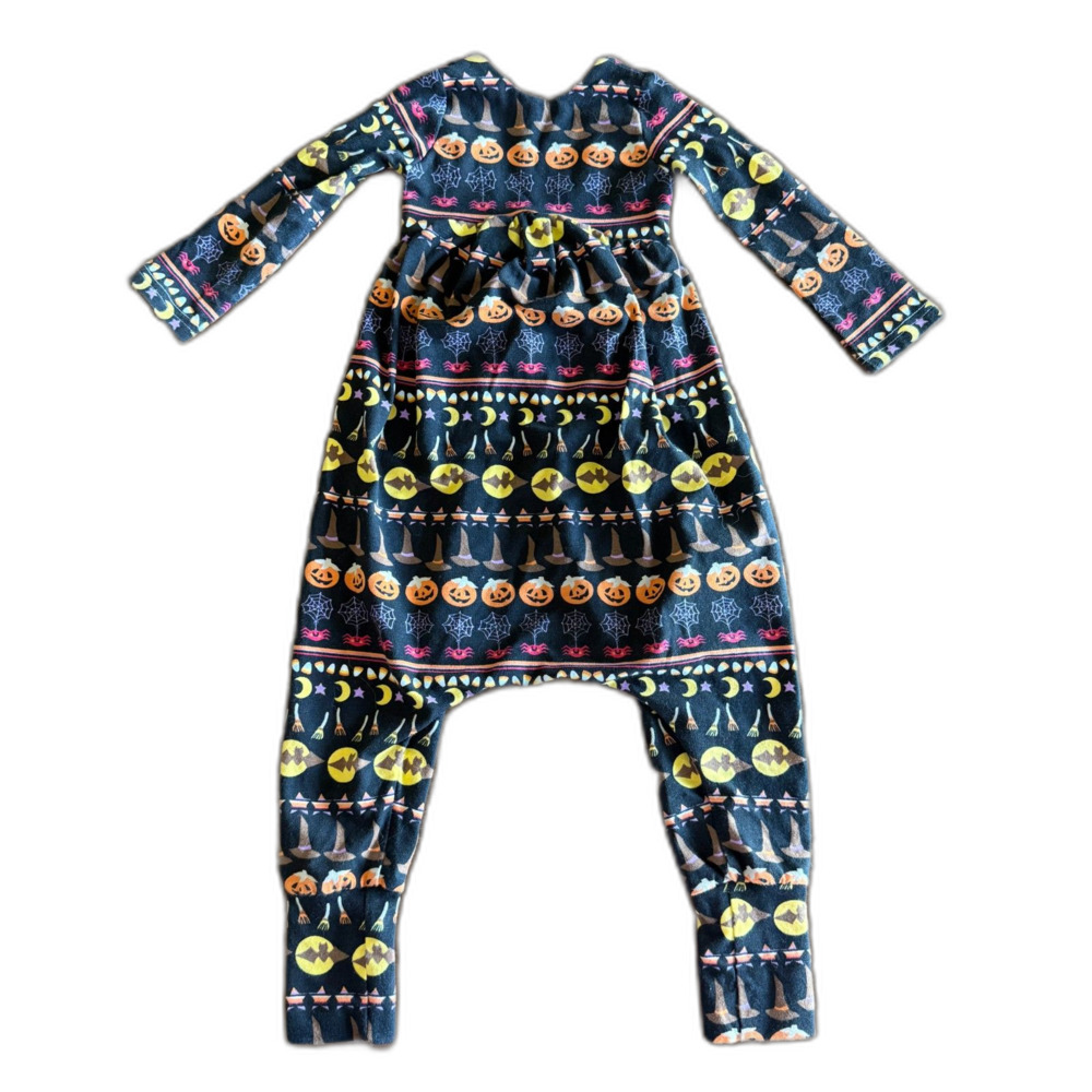Macy Kate Boutique Halloween Pattern Coverall Romper Girls' 6-12 Months